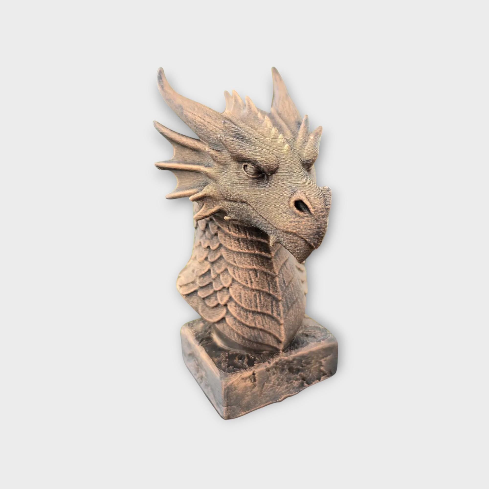 Büste einer Drachenstatue - Wohndeko Fantasy Liebhaber Geschenk ihm ihr handbemaltes Ornament