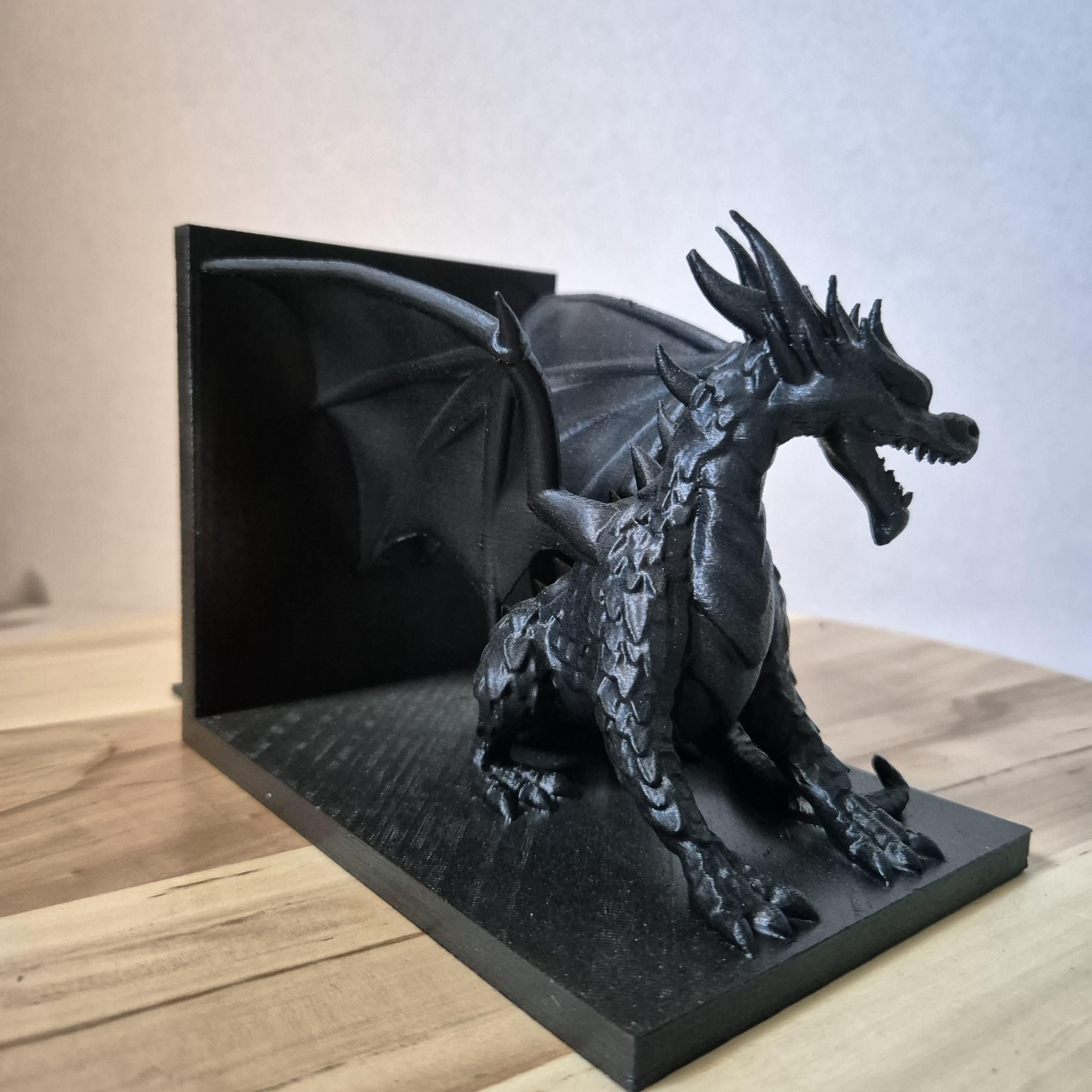 Mystische Drachen-Buchstütze – 20 x 12 x 12 cm – Einzigartiges und funktionales Dekor