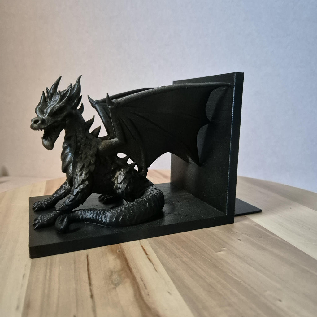 Mystische Drachen-Buchstütze – 20 x 12 x 12 cm – Einzigartiges und funktionales Dekor