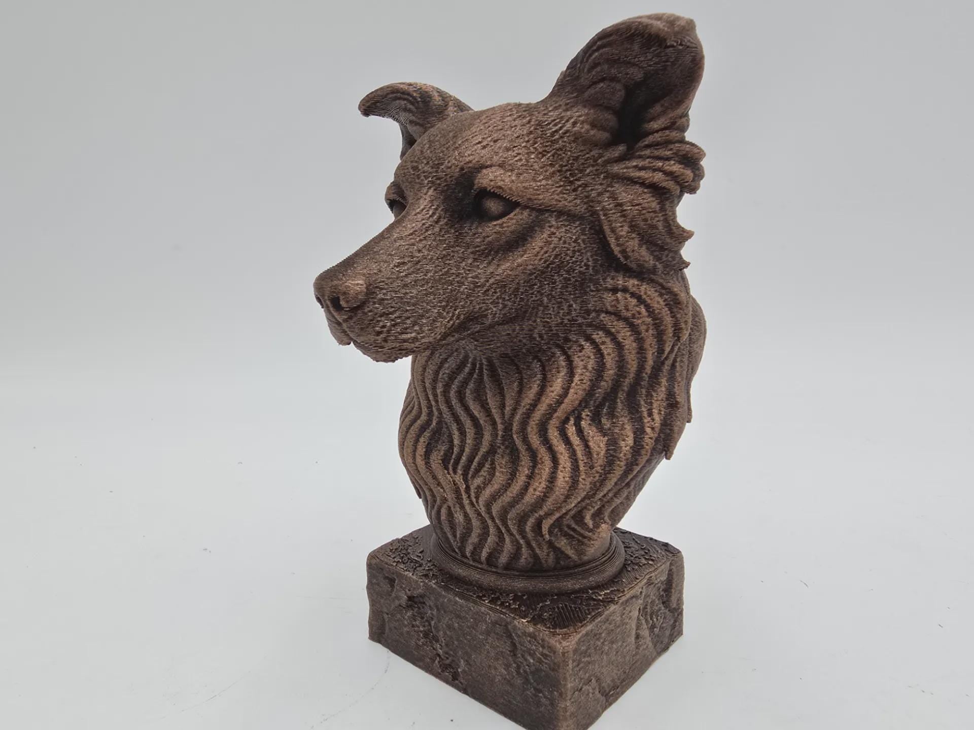 Büste einer Border Collie Hundestatue - Wohndeko Hundeliebhaber handbemalt Ornament