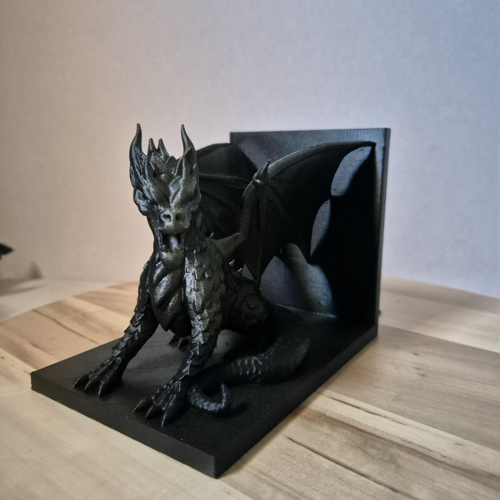 Mystische Drachen-Buchstütze – 20 x 12 x 12 cm – Einzigartiges und funktionales Dekor