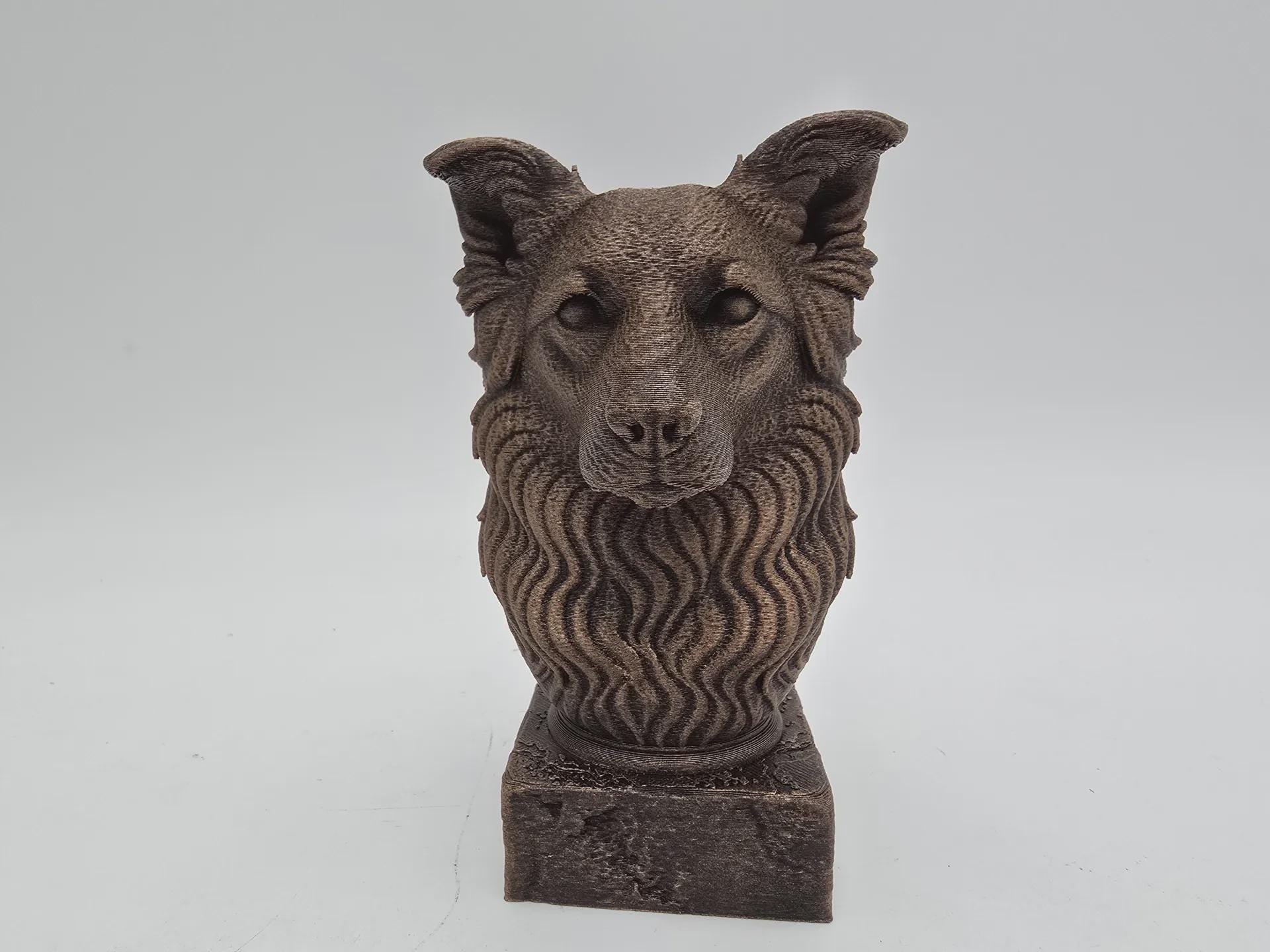 Büste einer Border Collie Hundestatue - Wohndeko Hundeliebhaber handbemalt Ornament