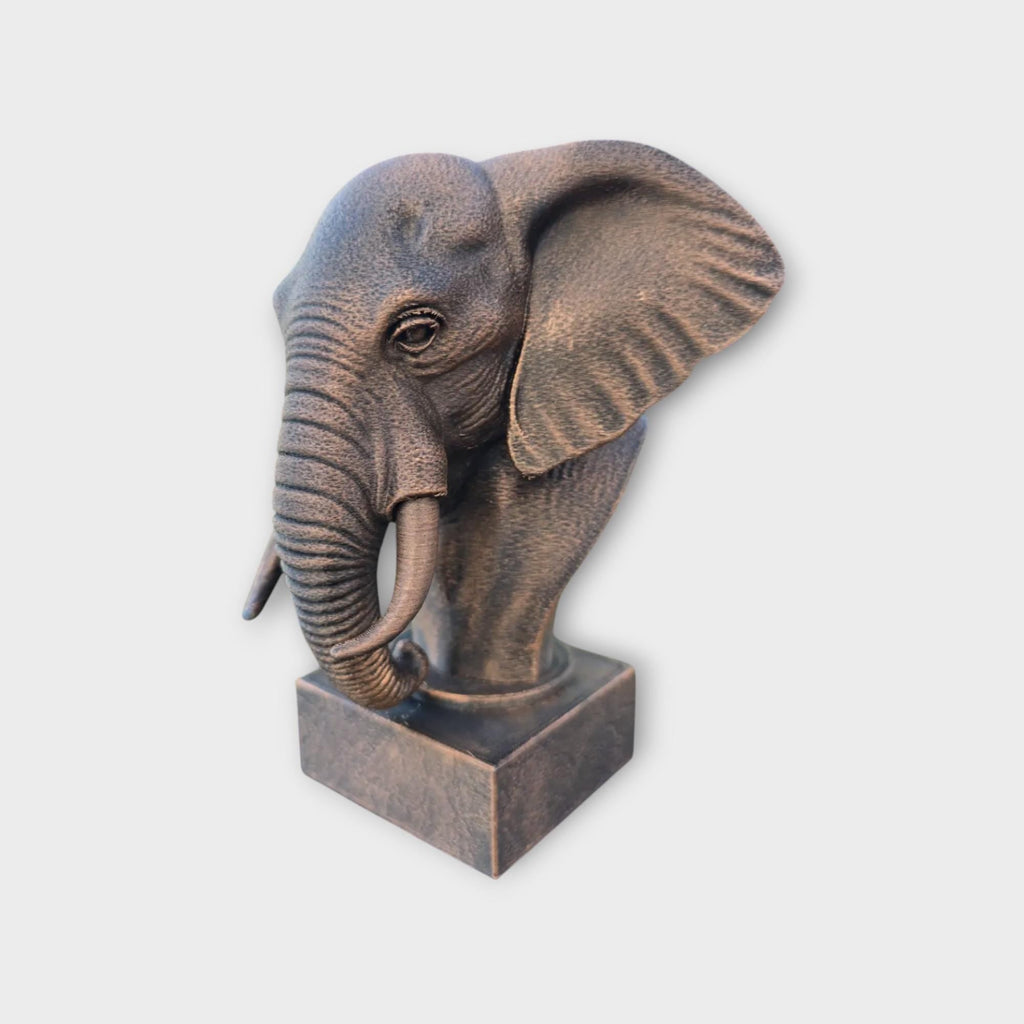 Bust of an elephant statue - home decor lover gift him her handpainted ornament