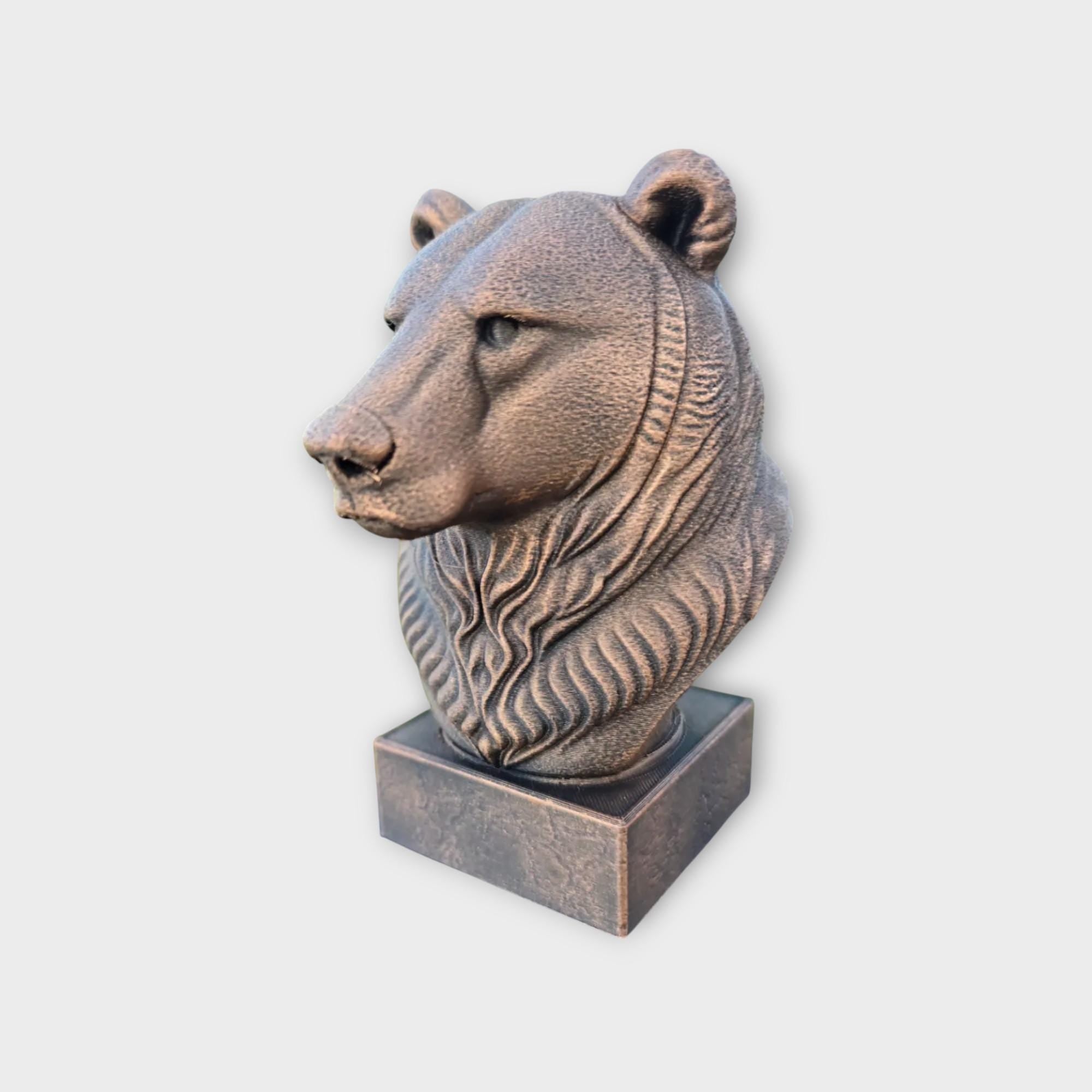 Bust of a grizzly bear statue - home decor lover gift him her hand-painted ornament