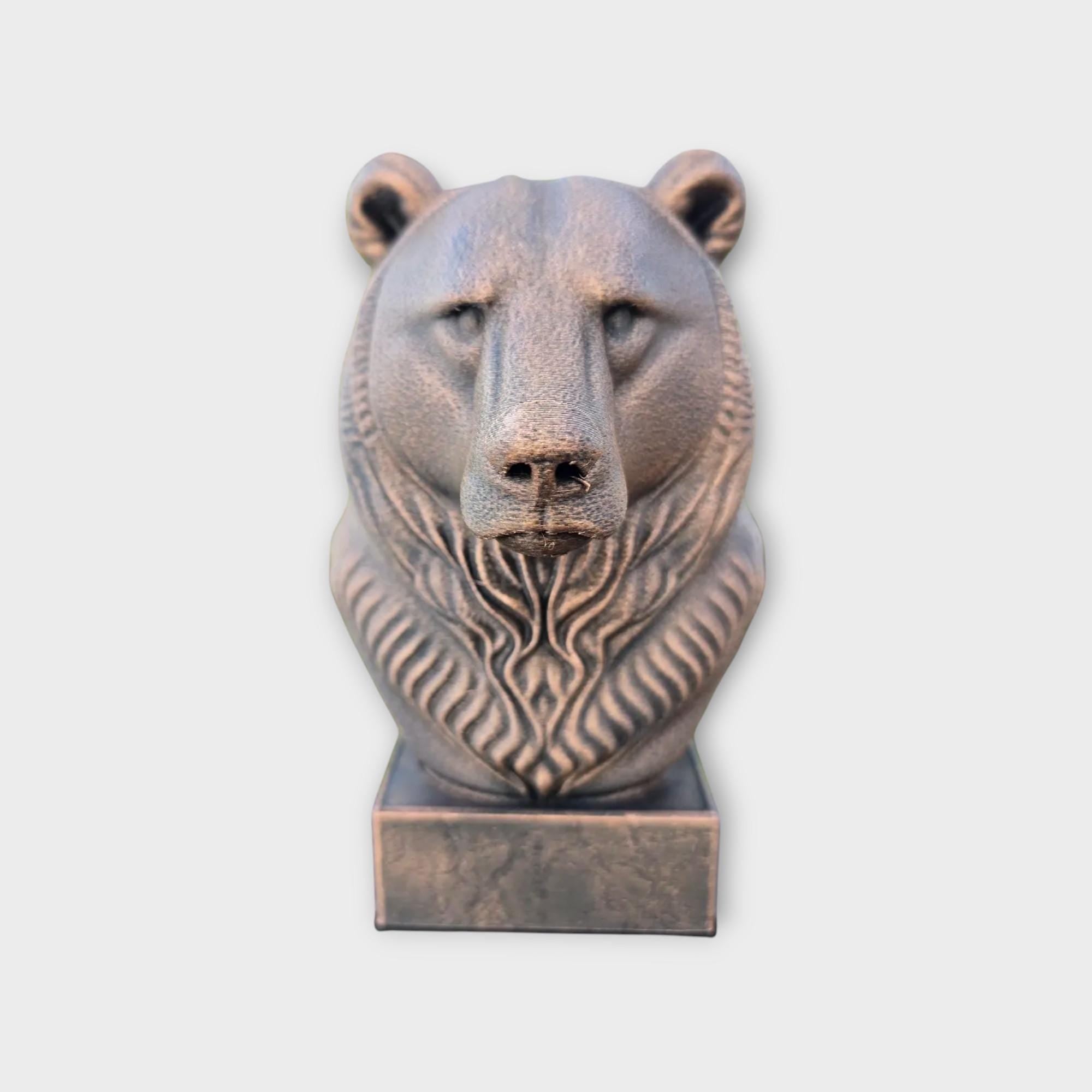 Bust of a grizzly bear statue - home decor lover gift him her hand-painted ornament