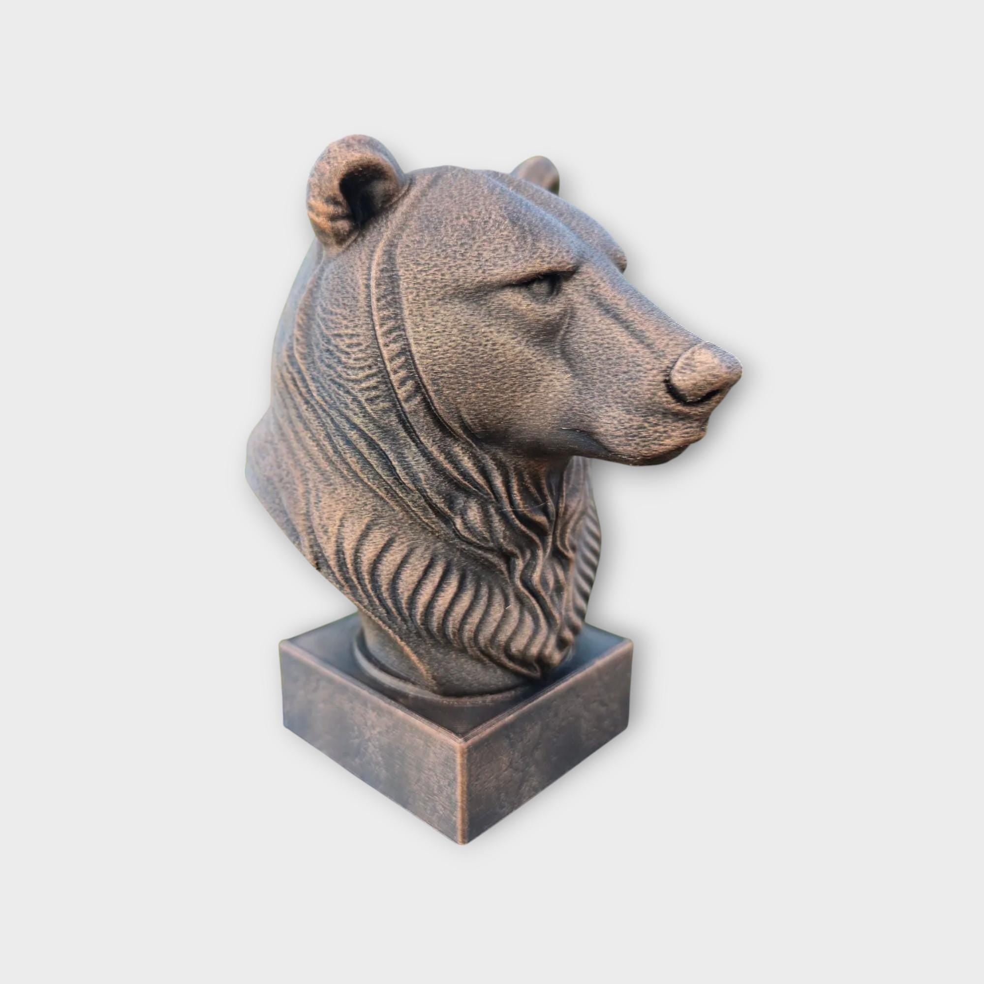 Bust of a grizzly bear statue - home decor lover gift him her hand-painted ornament