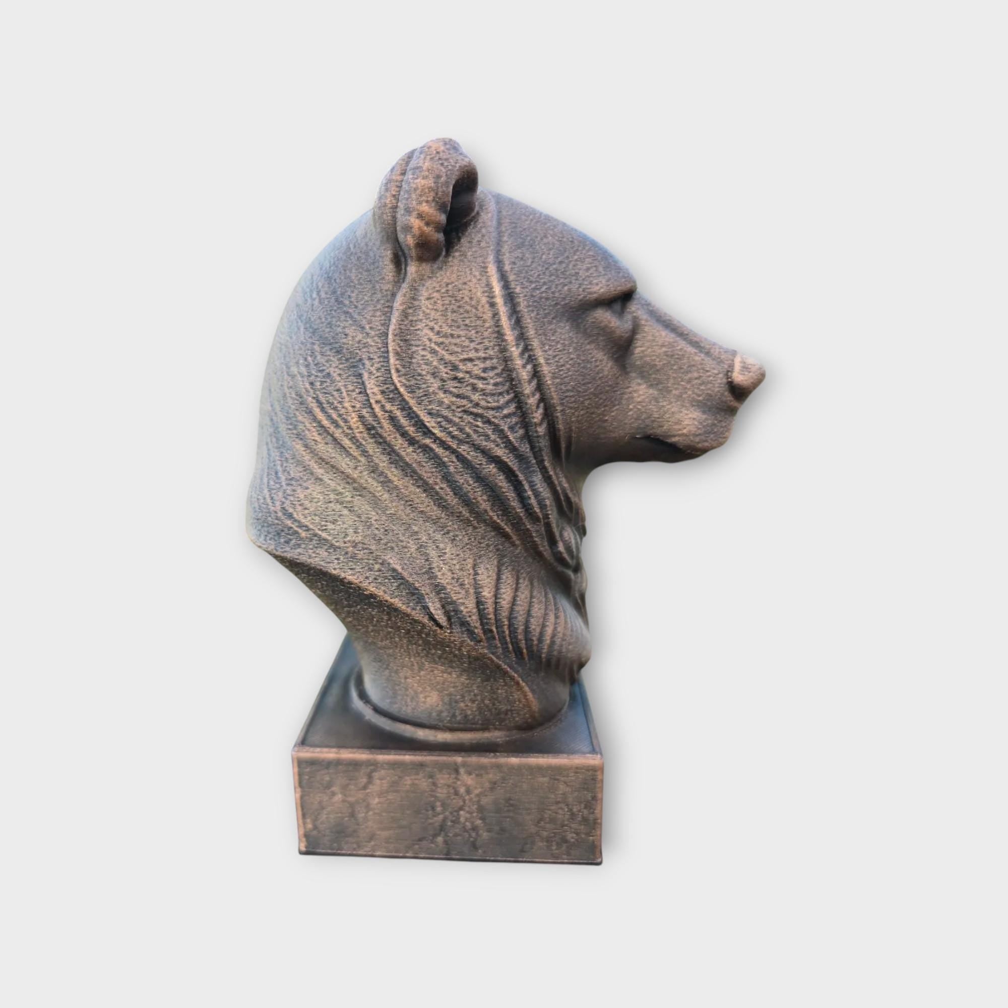 Bust of a grizzly bear statue - home decor lover gift him her hand-painted ornament