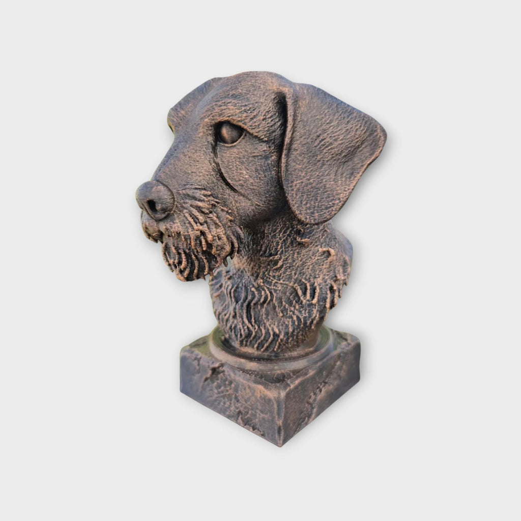 Bust of a Wire-Haired Dachshund Statue - Home Decor Dog Lover Gift for Him Her Hand-Painted Ornament