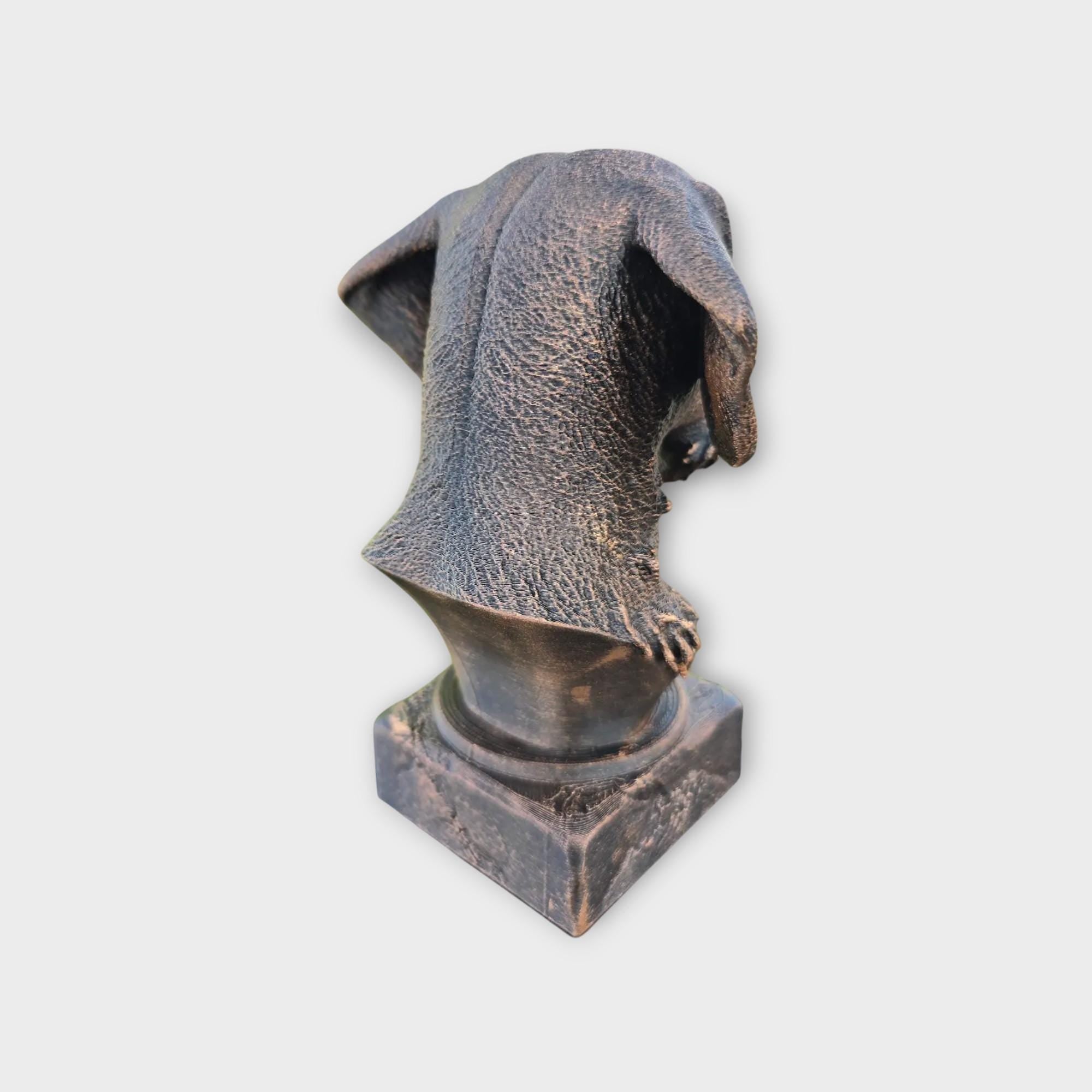 Bust of a Wire-Haired Dachshund Statue - Home Decor Dog Lover Gift for Him Her Hand-Painted Ornament
