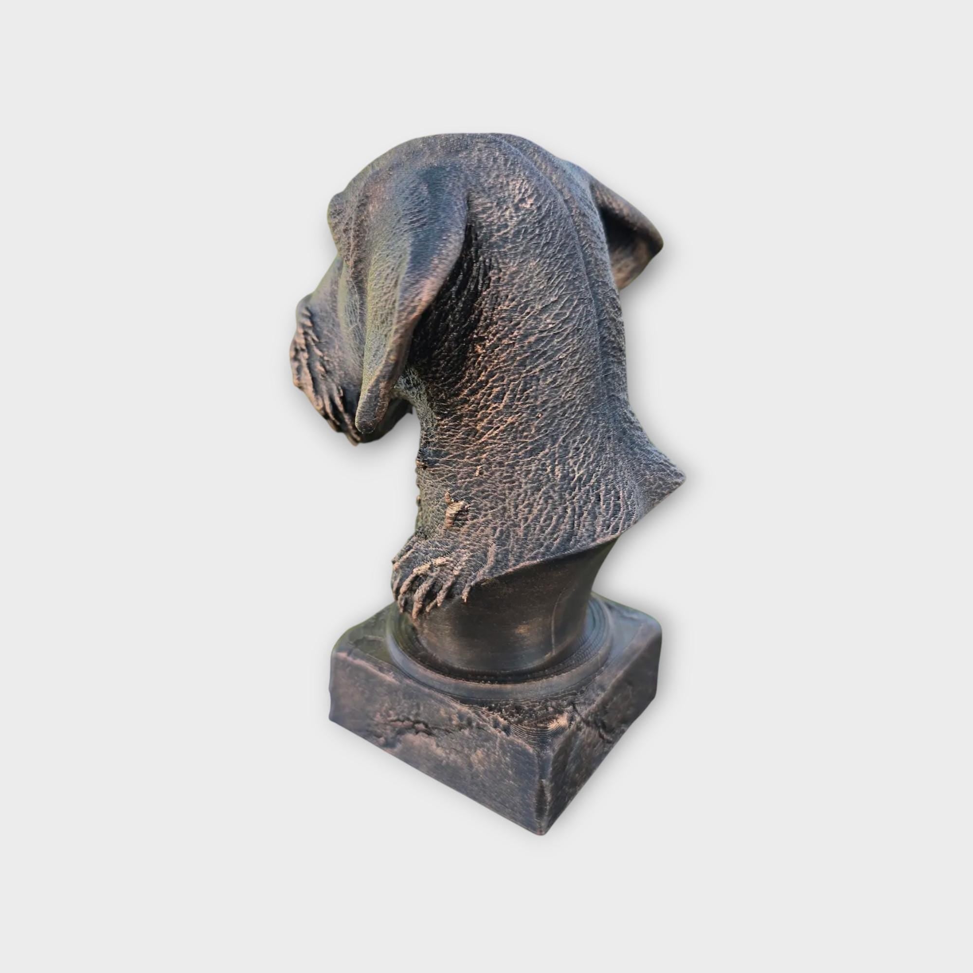 Bust of a Wire-Haired Dachshund Statue - Home Decor Dog Lover Gift for Him Her Hand-Painted Ornament