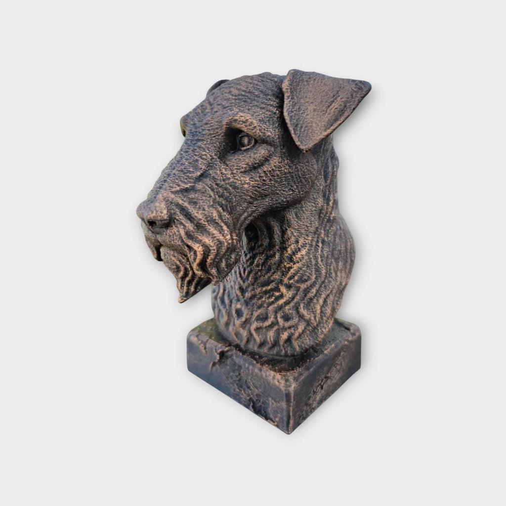 Büste einer Kerry Blue Terrier Statue - Wohndeko Hundeliebhaber Geschenk für ihn oder sie handbemaltes Ornament