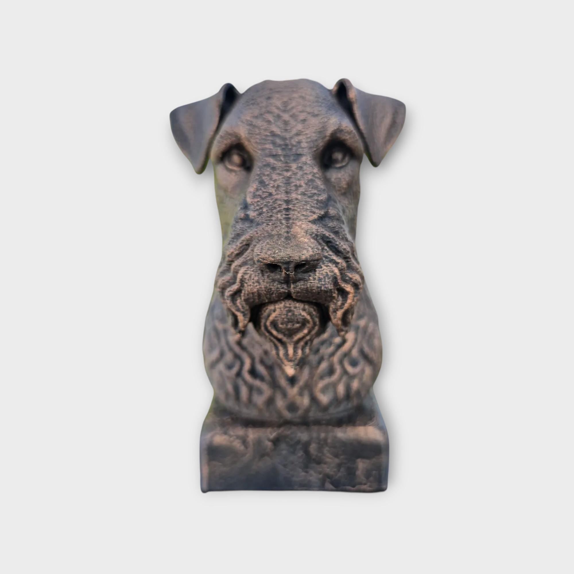 Büste einer Kerry Blue Terrier Statue - Wohndeko Hundeliebhaber Geschenk für ihn oder sie handbemaltes Ornament