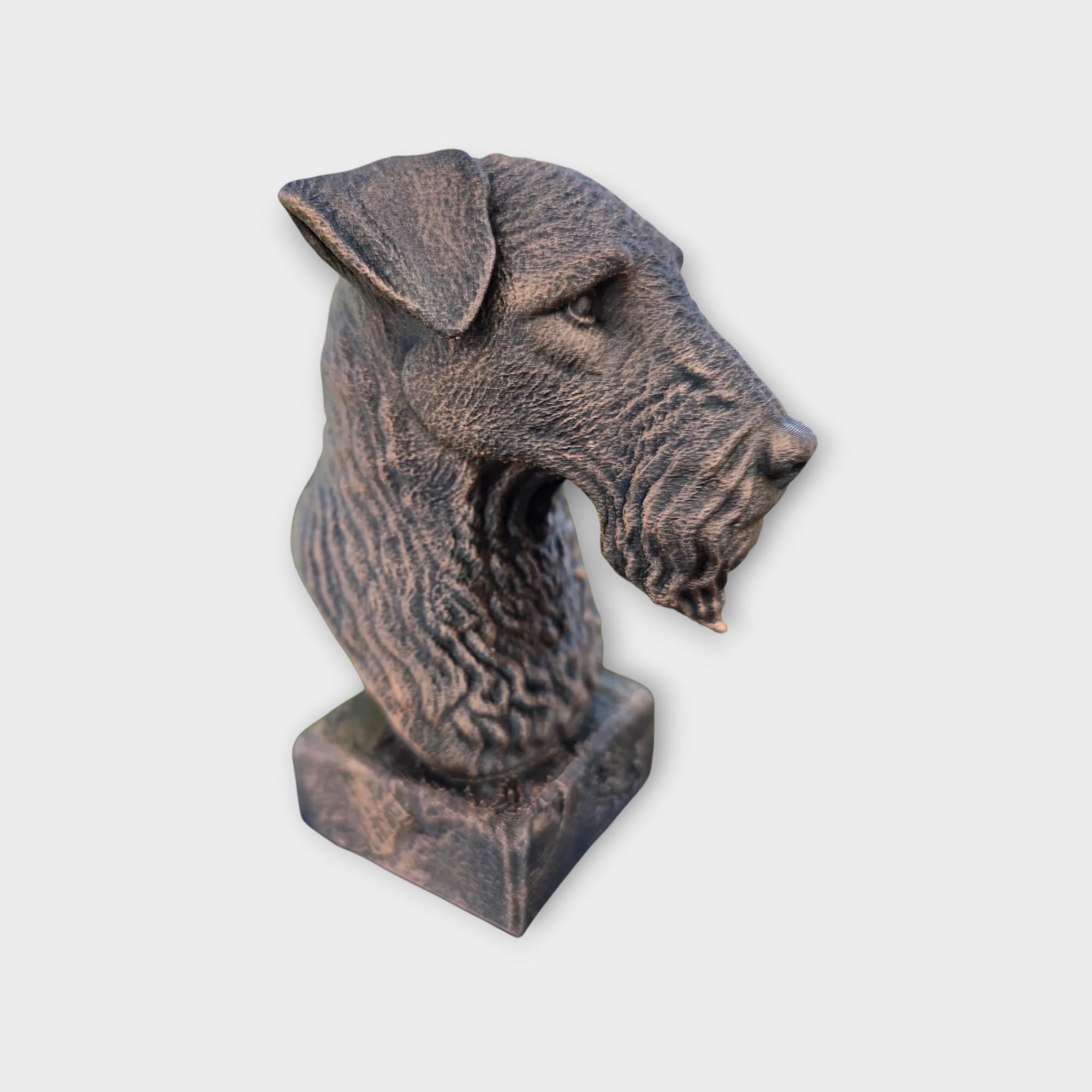 Büste einer Kerry Blue Terrier Statue - Wohndeko Hundeliebhaber Geschenk für ihn oder sie handbemaltes Ornament
