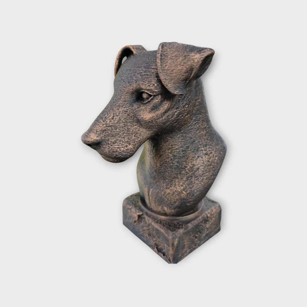 Büste einer Jagdterrier-Statue – Wohndeko, Hundeliebhaber, Geschenk für ihn oder sie, handbemaltes Ornament