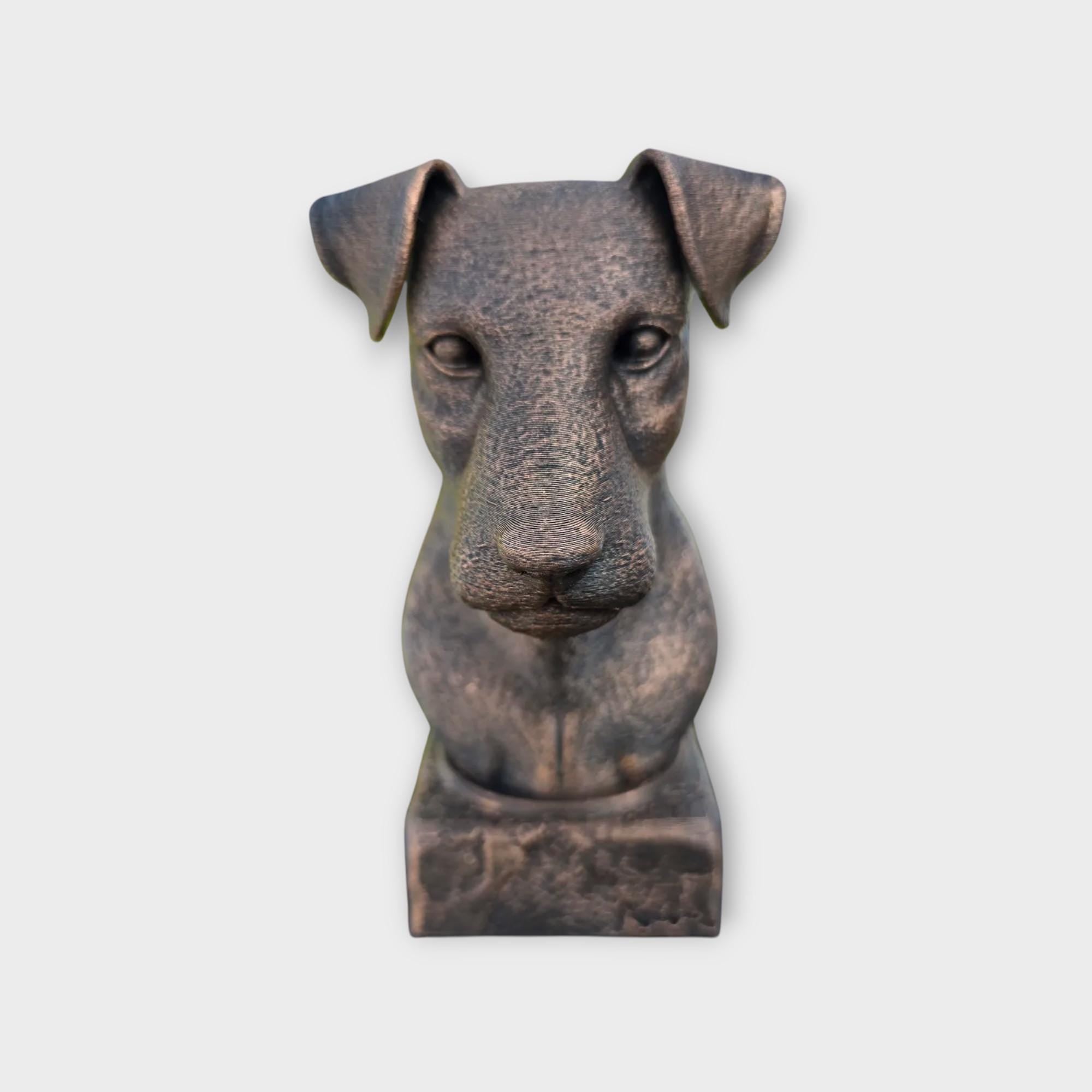 Büste einer Jagdterrier-Statue – Wohndeko, Hundeliebhaber, Geschenk für ihn oder sie, handbemaltes Ornament