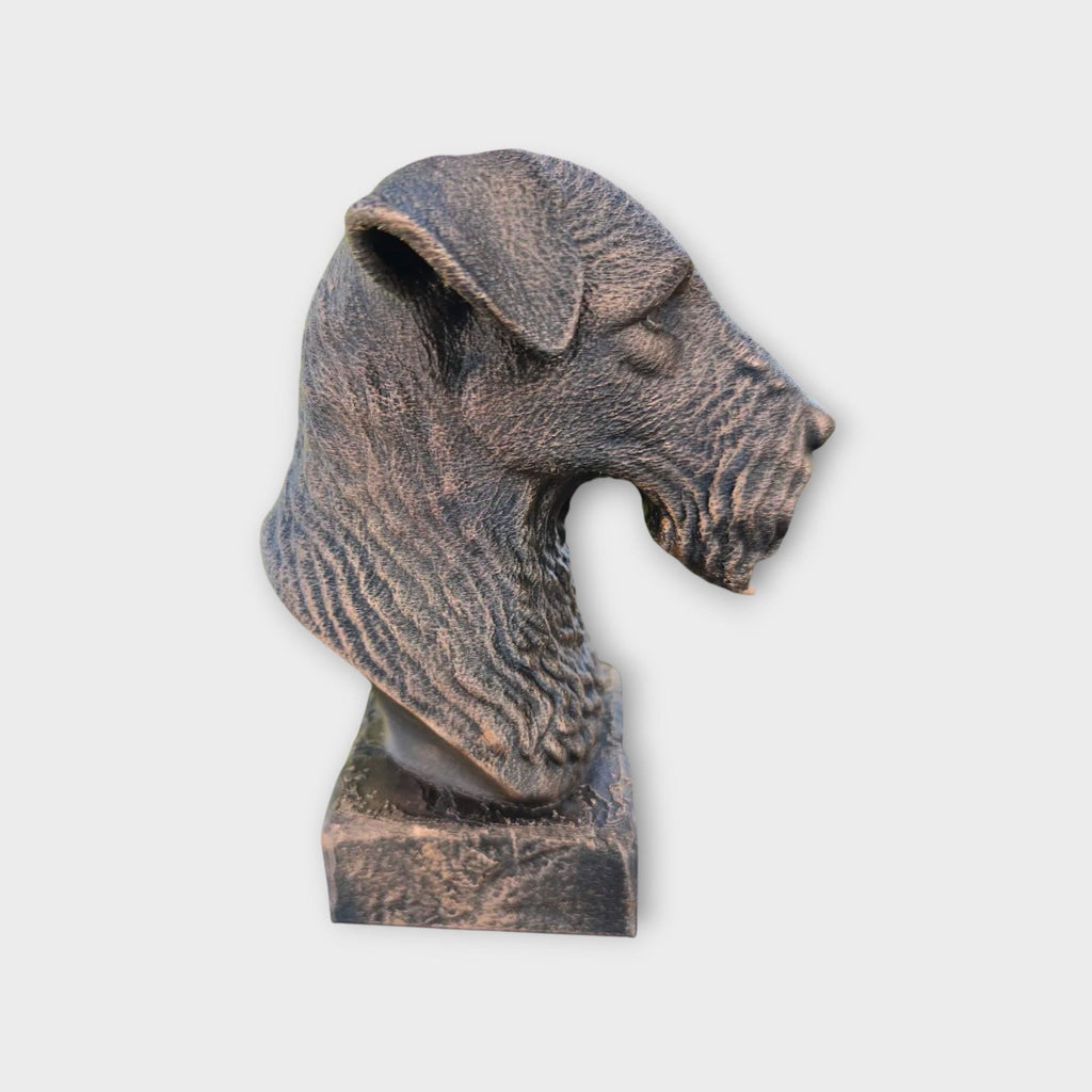 Büste einer Kerry Blue Terrier Statue - Wohndeko Hundeliebhaber Geschenk für ihn oder sie handbemaltes Ornament