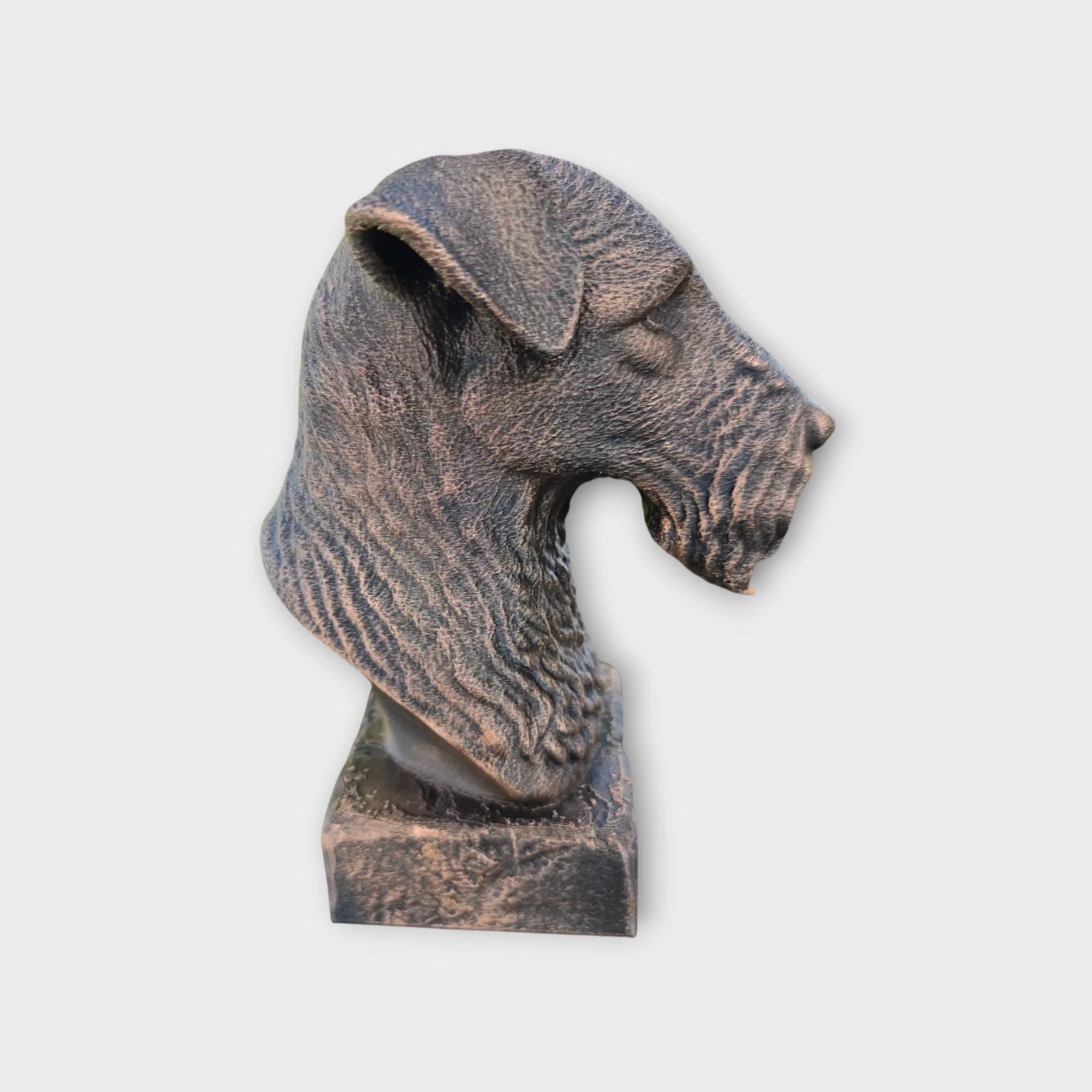 Büste einer Kerry Blue Terrier Statue - Wohndeko Hundeliebhaber Geschenk für ihn oder sie handbemaltes Ornament