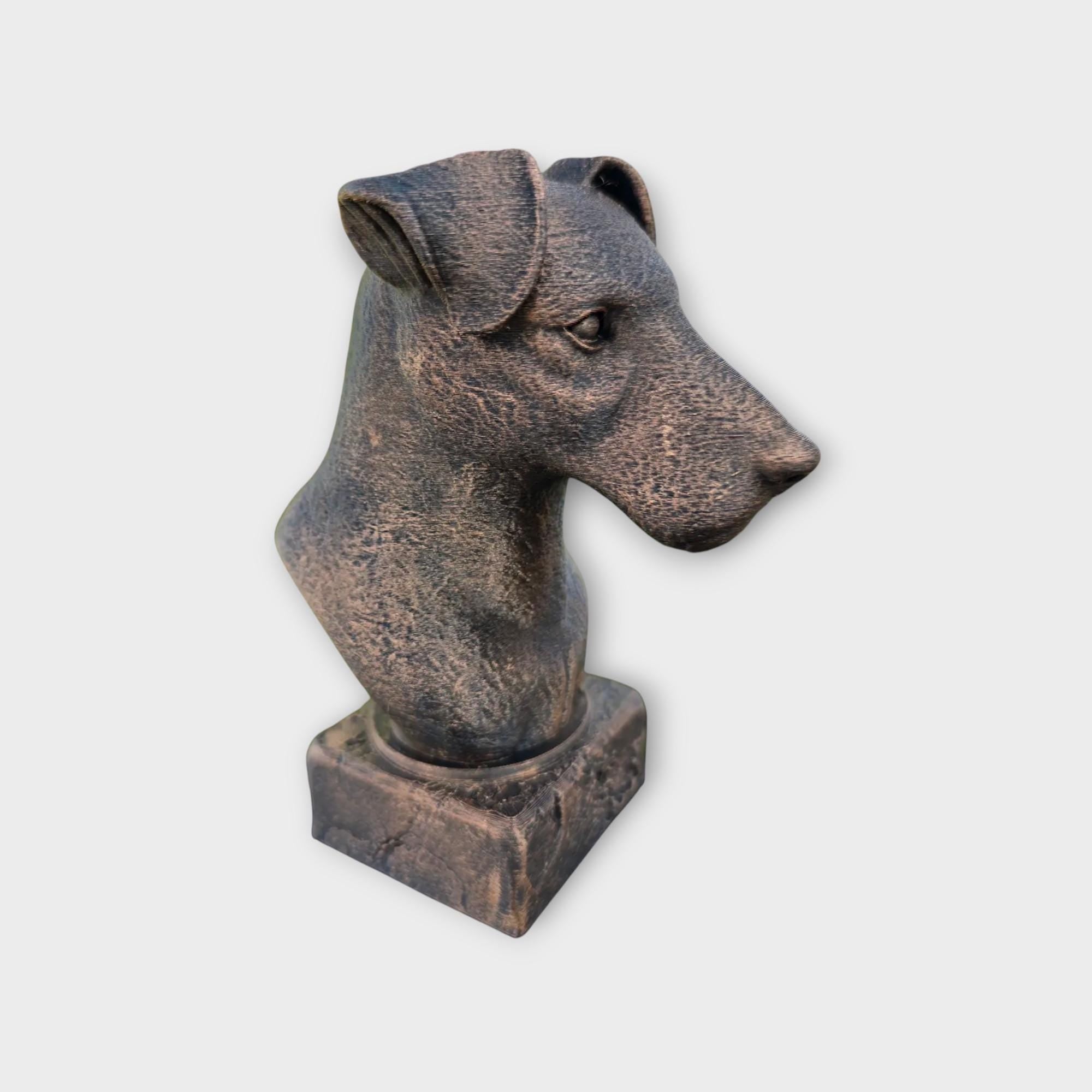 Büste einer Jagdterrier-Statue – Wohndeko, Hundeliebhaber, Geschenk für ihn oder sie, handbemaltes Ornament