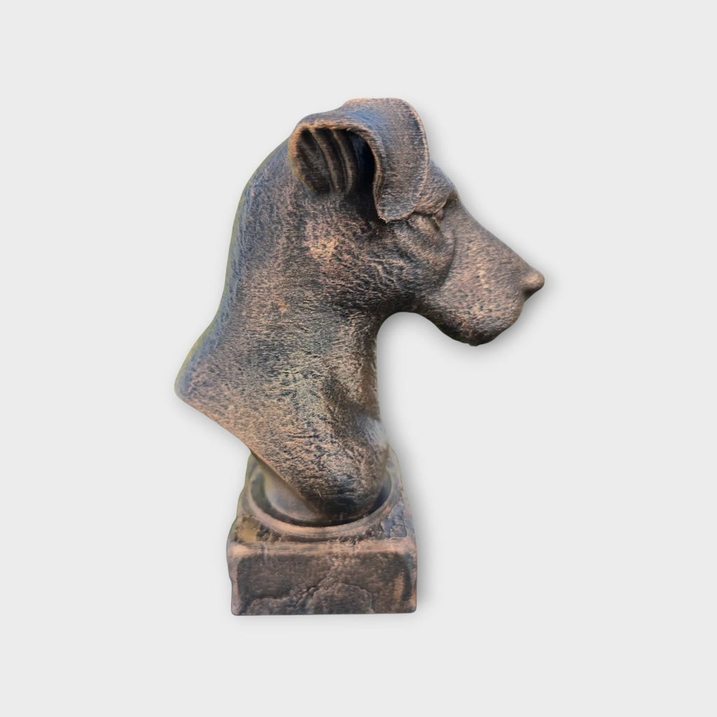 Büste einer Jagdterrier-Statue – Wohndeko, Hundeliebhaber, Geschenk für ihn oder sie, handbemaltes Ornament