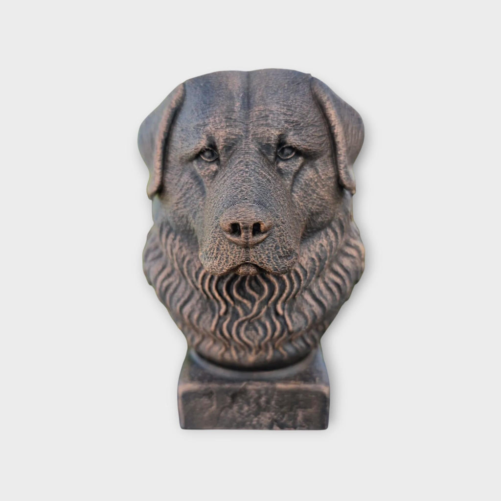 Bust of a Caucasian Shepherd Dog Statue - Home Decor Dog Lover Gift Him Her Handpainted Ornament