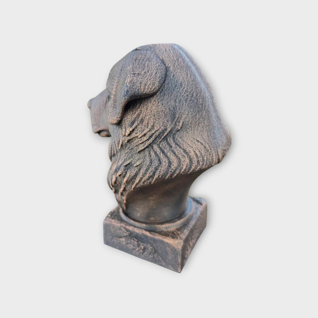 Bust of a Caucasian Shepherd Dog Statue - Home Decor Dog Lover Gift Him Her Handpainted Ornament