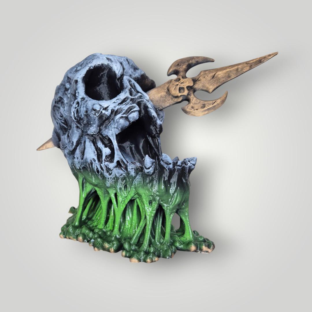 Totenkopf mit Dolch Würfelturm - Dungeons &amp; Dragons Accessoire DnD Spiel