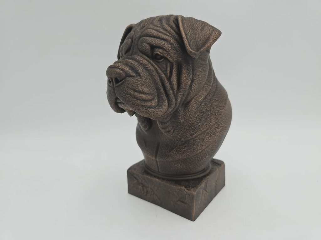 Büste einer Shar Pei Büste Hundestatue - Wohndeko Hundeliebhaber Geschenk für ihn ihr handbemaltes Ornament
