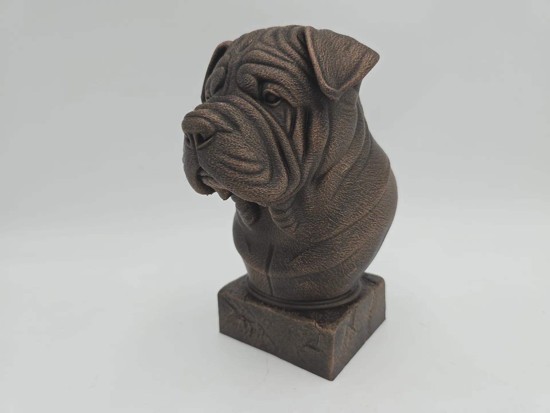 Büste einer Shar Pei Büste Hundestatue - Wohndeko Hundeliebhaber Geschenk für ihn ihr handbemaltes Ornament