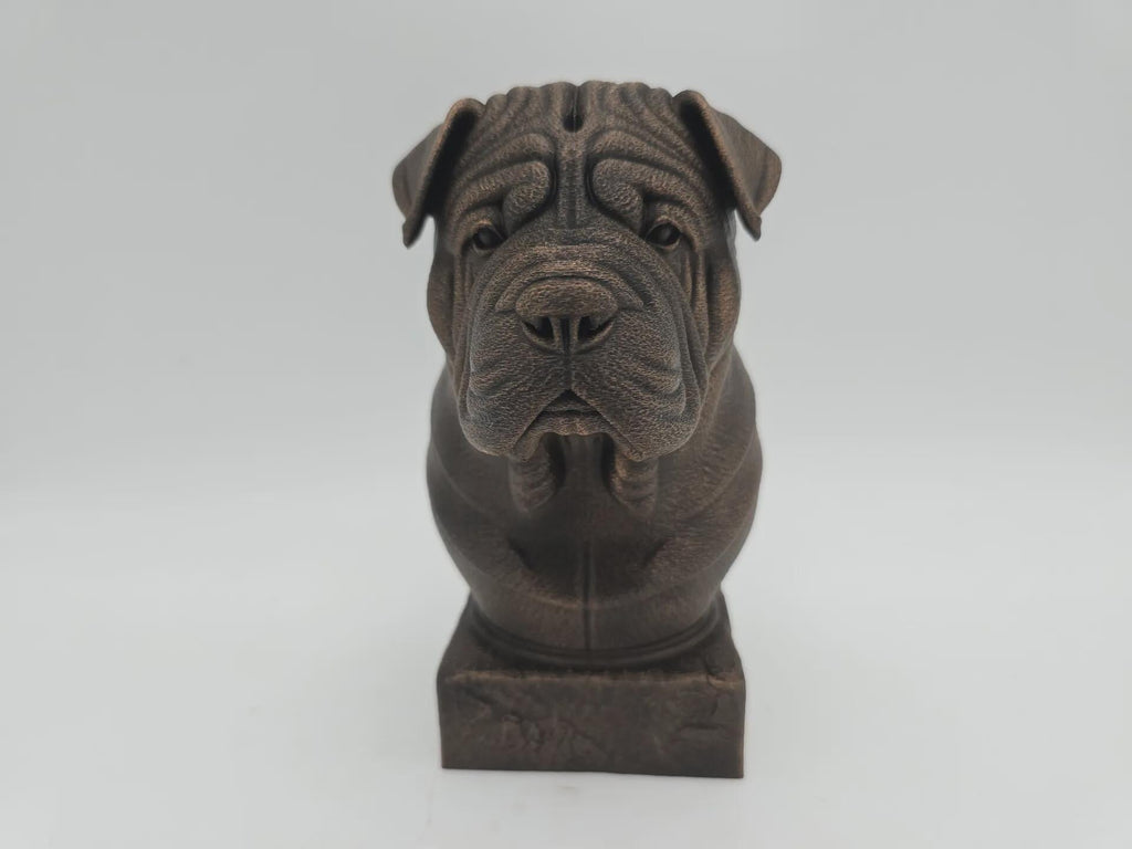 Büste einer Shar Pei Büste Hundestatue - Wohndeko Hundeliebhaber Geschenk für ihn ihr handbemaltes Ornament