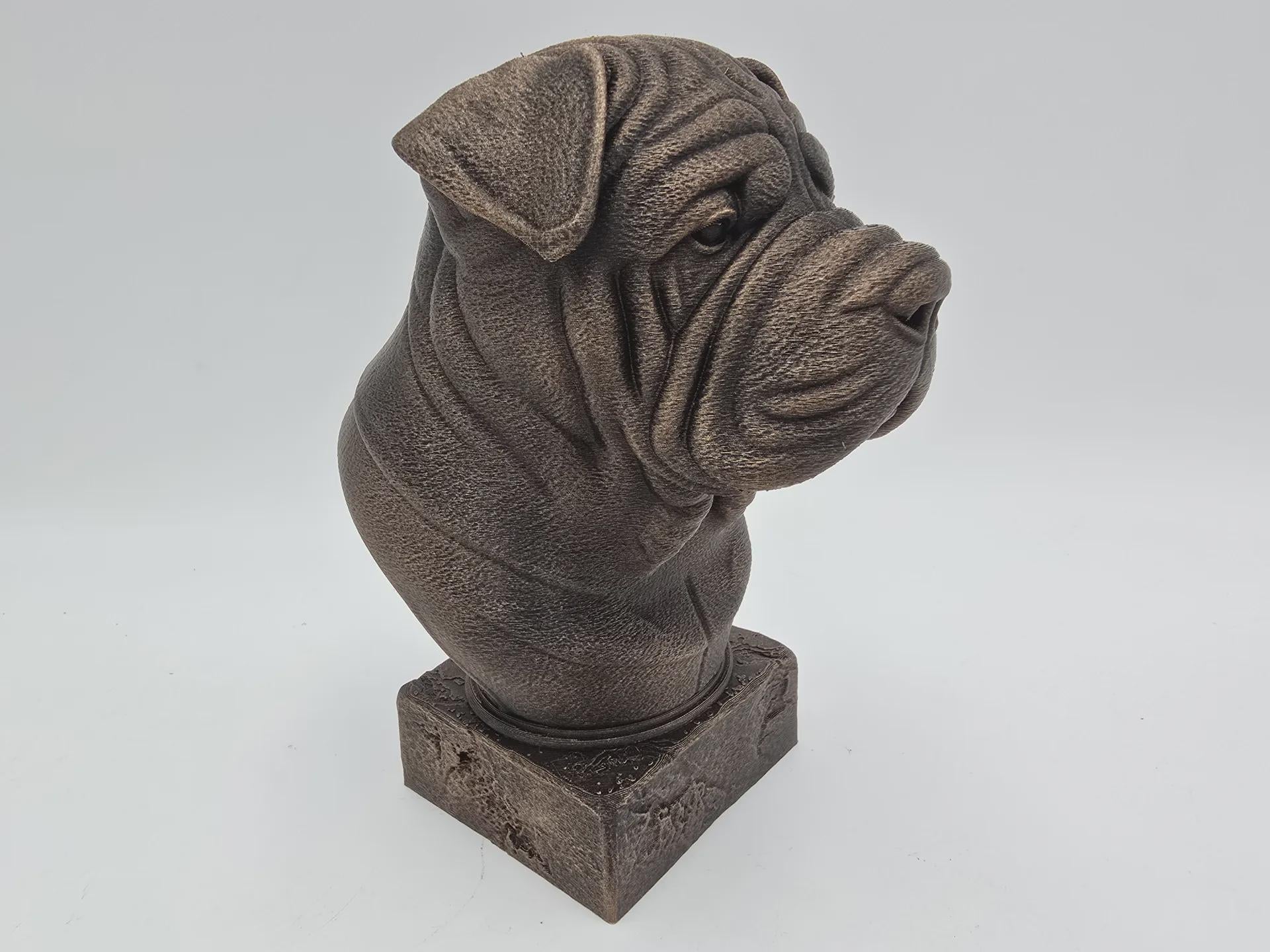 Büste einer Shar Pei Büste Hundestatue - Wohndeko Hundeliebhaber Geschenk für ihn ihr handbemaltes Ornament