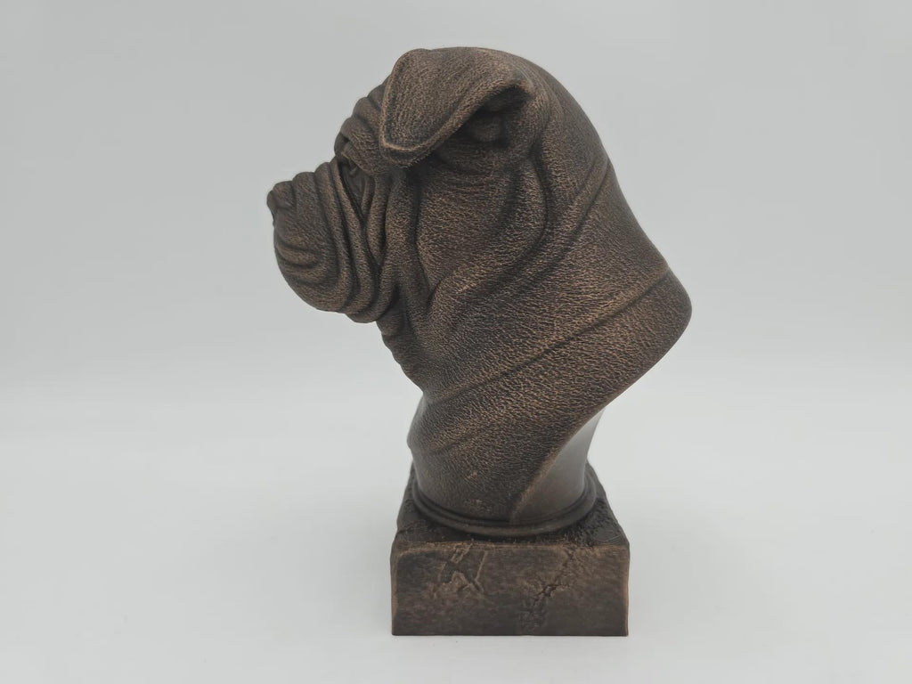 Büste einer Shar Pei Büste Hundestatue - Wohndeko Hundeliebhaber Geschenk für ihn ihr handbemaltes Ornament