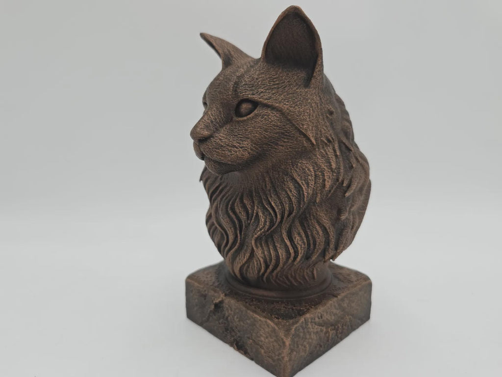Büste einer Maine Coon Katze Büste Statue - Wohndeko Katzenliebhaber handbemalt Ornament