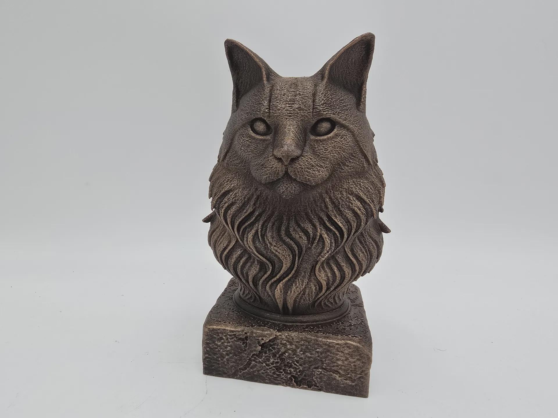 Bust of a Maine Coon Cat bust statue - home decor cat lover handpainted ornament