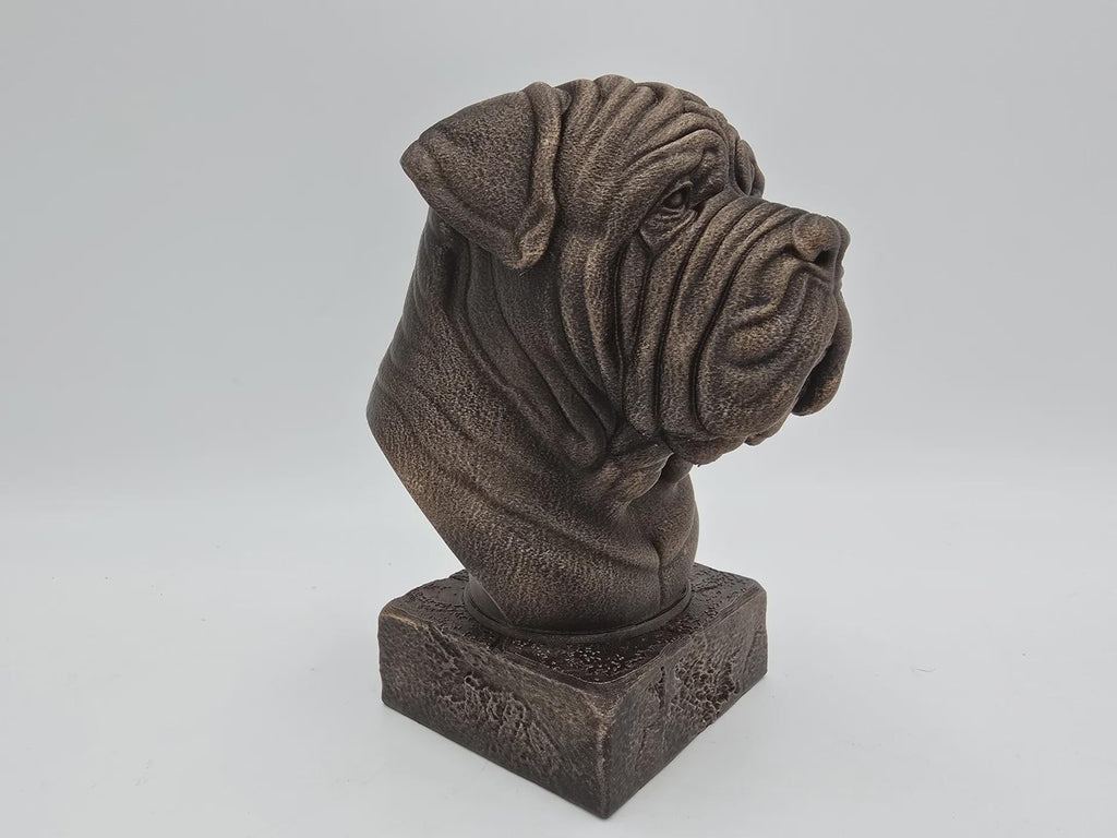 Büste einer neapolitanischen Mastiff-Büste, Hundestatue – Wohndeko, Hundeliebhaber, handbemaltes Ornament