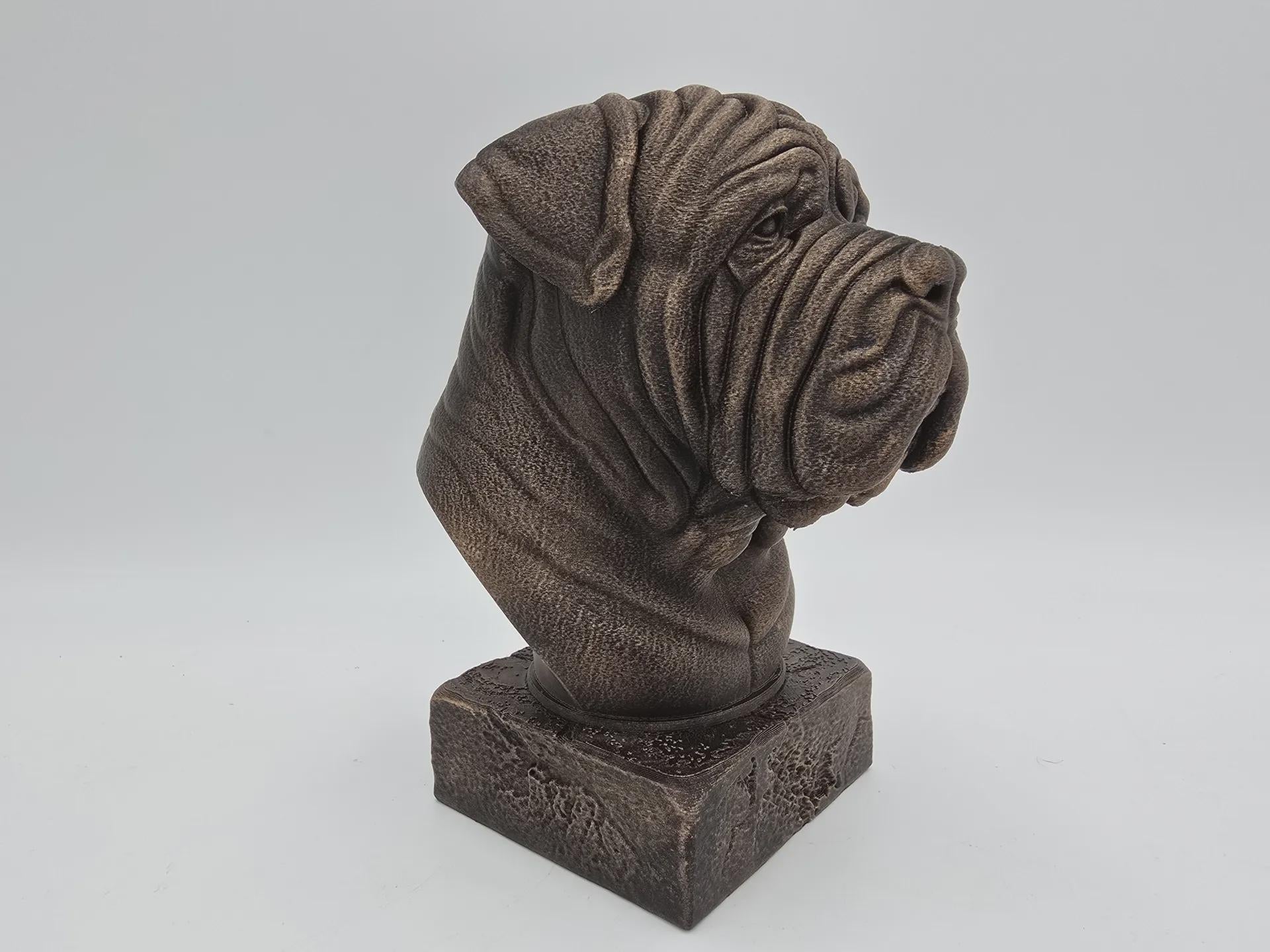 Neapolitan Mastiff Bust Bust Dog Statue - Home Decor Dog Lover Handpainted Ornament