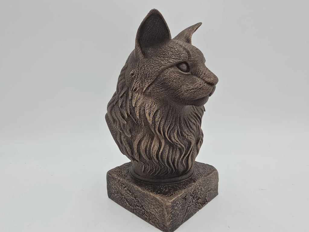 Büste einer Maine Coon Katze Büste Statue - Wohndeko Katzenliebhaber handbemalt Ornament
