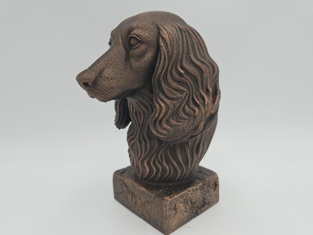 Büste einer langhaarigen Dackelbüste, Hundestatue – Wohndeko, Hundeliebhaber, handbemaltes Ornament