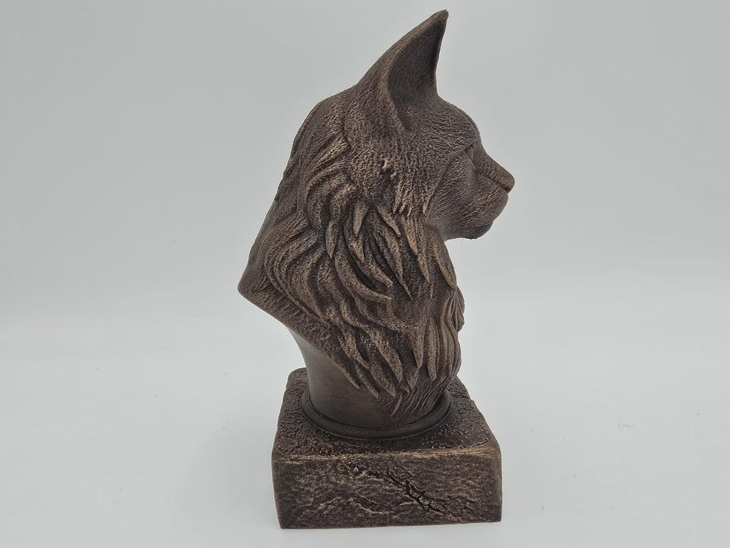 Büste einer Maine Coon Katze Büste Statue - Wohndeko Katzenliebhaber handbemalt Ornament
