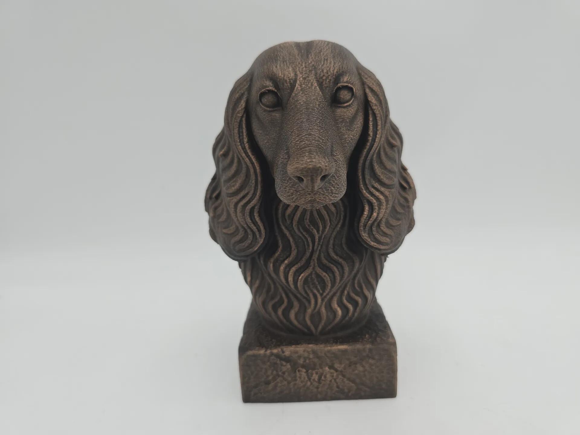 Bust of a long-haired dachshund dog statue - home decor dog lover hand-painted ornament