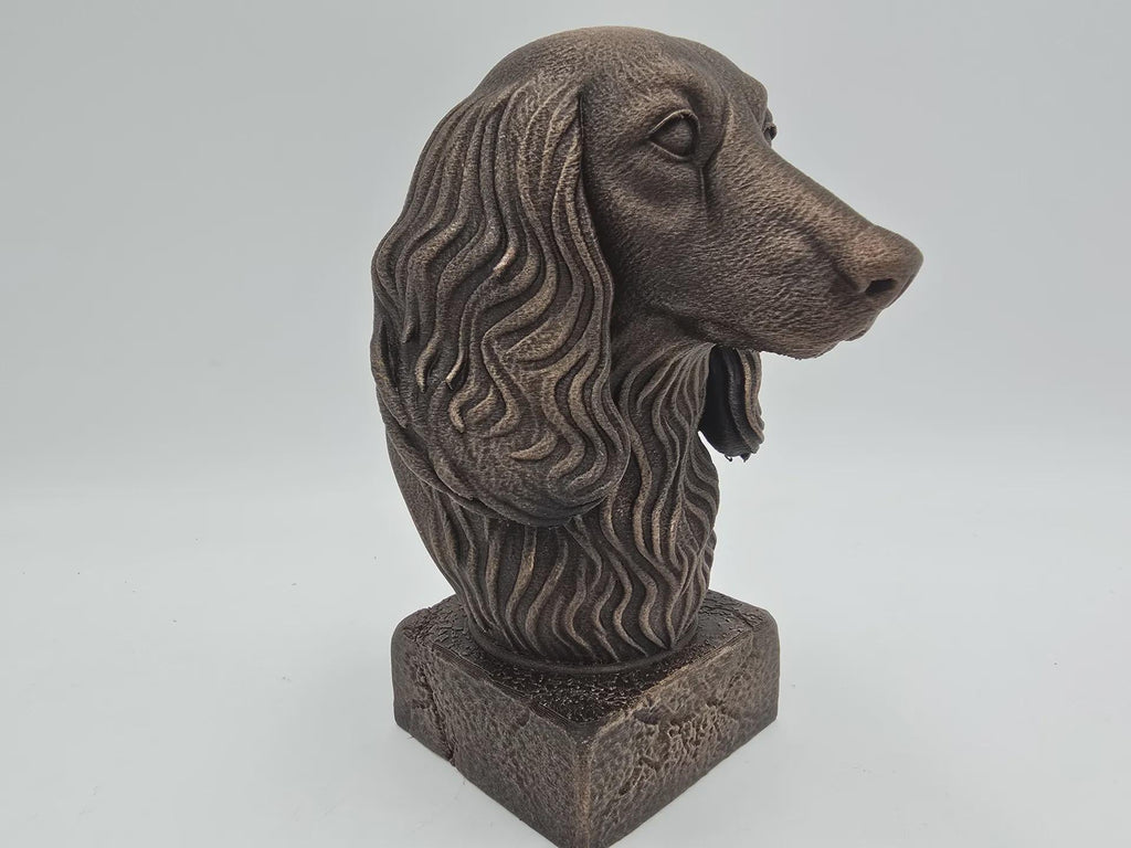 Büste einer langhaarigen Dackelbüste, Hundestatue – Wohndeko, Hundeliebhaber, handbemaltes Ornament