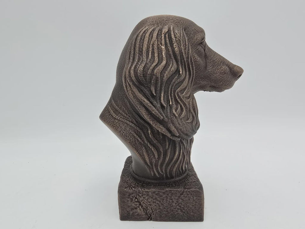 Büste einer langhaarigen Dackelbüste, Hundestatue – Wohndeko, Hundeliebhaber, handbemaltes Ornament