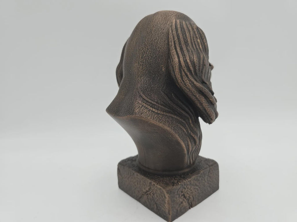 Büste einer langhaarigen Dackelbüste, Hundestatue – Wohndeko, Hundeliebhaber, handbemaltes Ornament