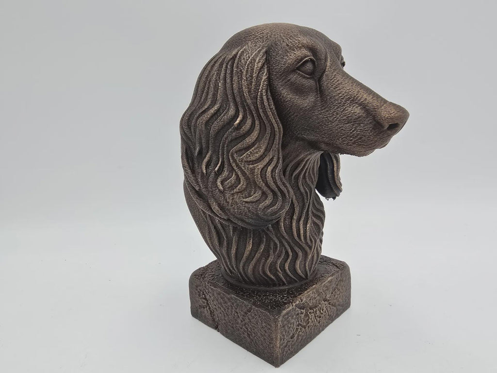 Büste einer langhaarigen Dackelbüste, Hundestatue – Wohndeko, Hundeliebhaber, handbemaltes Ornament
