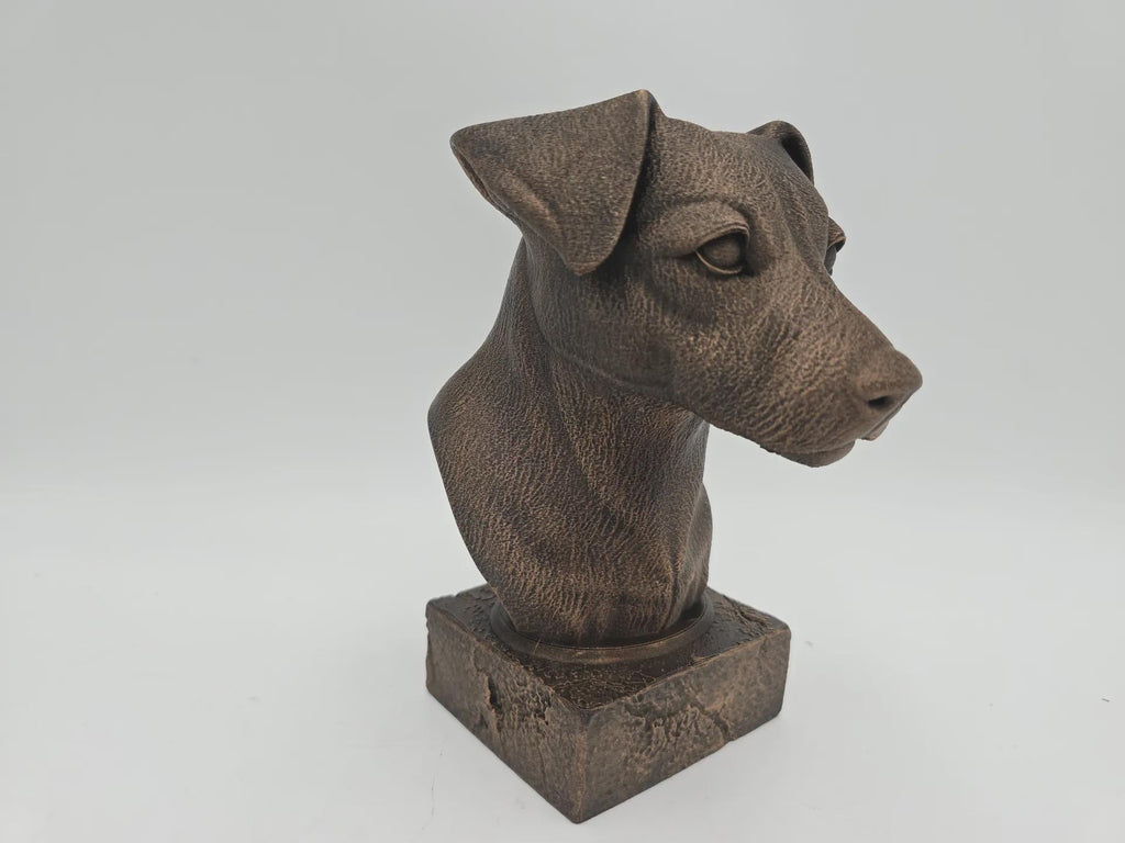 Büste einer Jack Russel Hundestatue - Wohndeko Hundeliebhaber handbemaltes Ornament