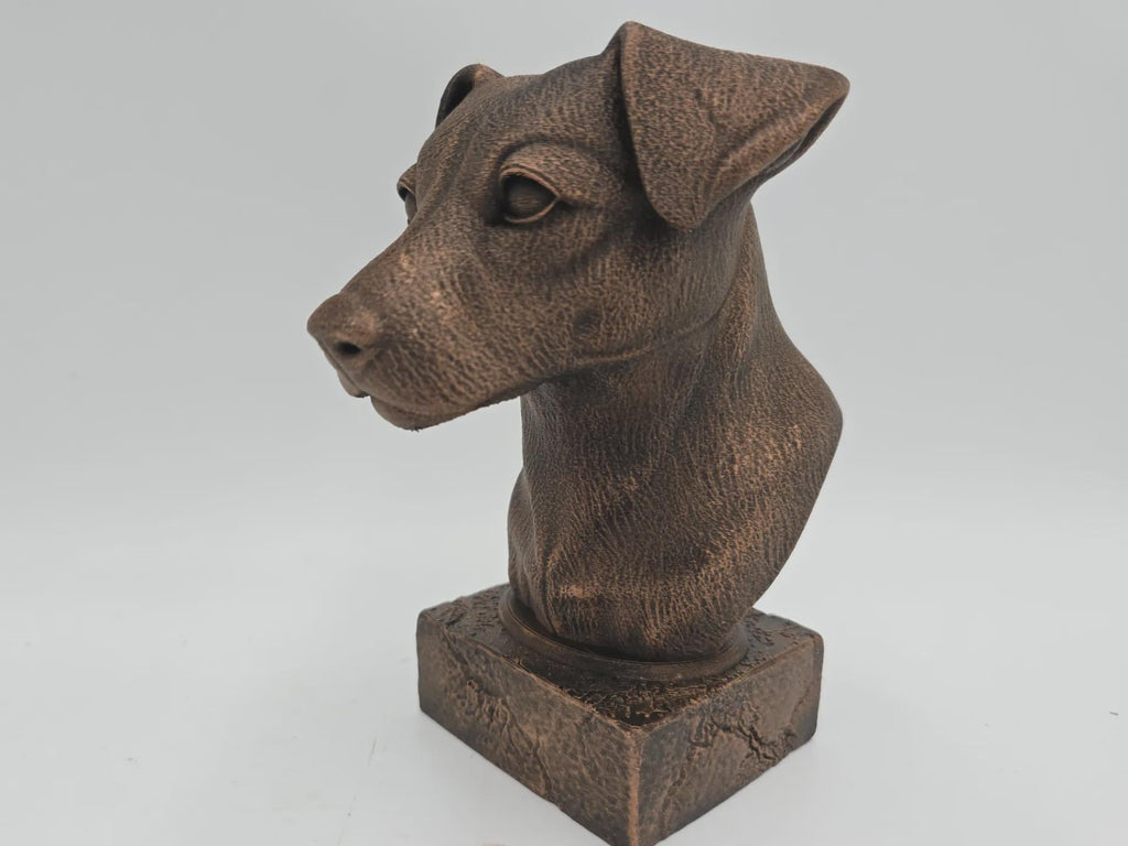 Büste einer Jack Russel Hundestatue - Wohndeko Hundeliebhaber handbemaltes Ornament
