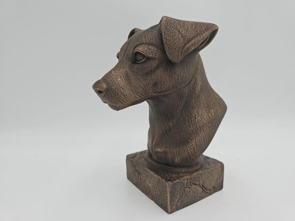 Büste einer Jack Russel Hundestatue - Wohndeko Hundeliebhaber handbemaltes Ornament