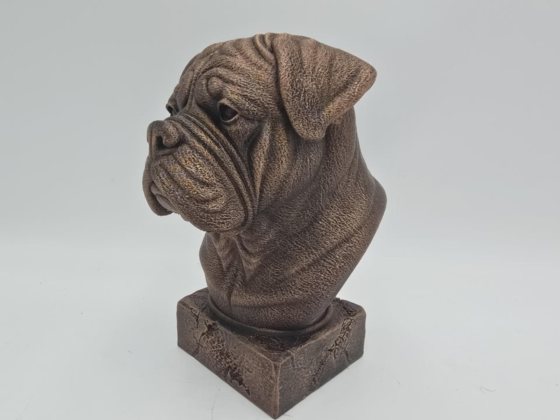 Büste einer Doge de Bordeaux Hundestatue - Wohndeko Hundeliebhaber handbemalt Ornament