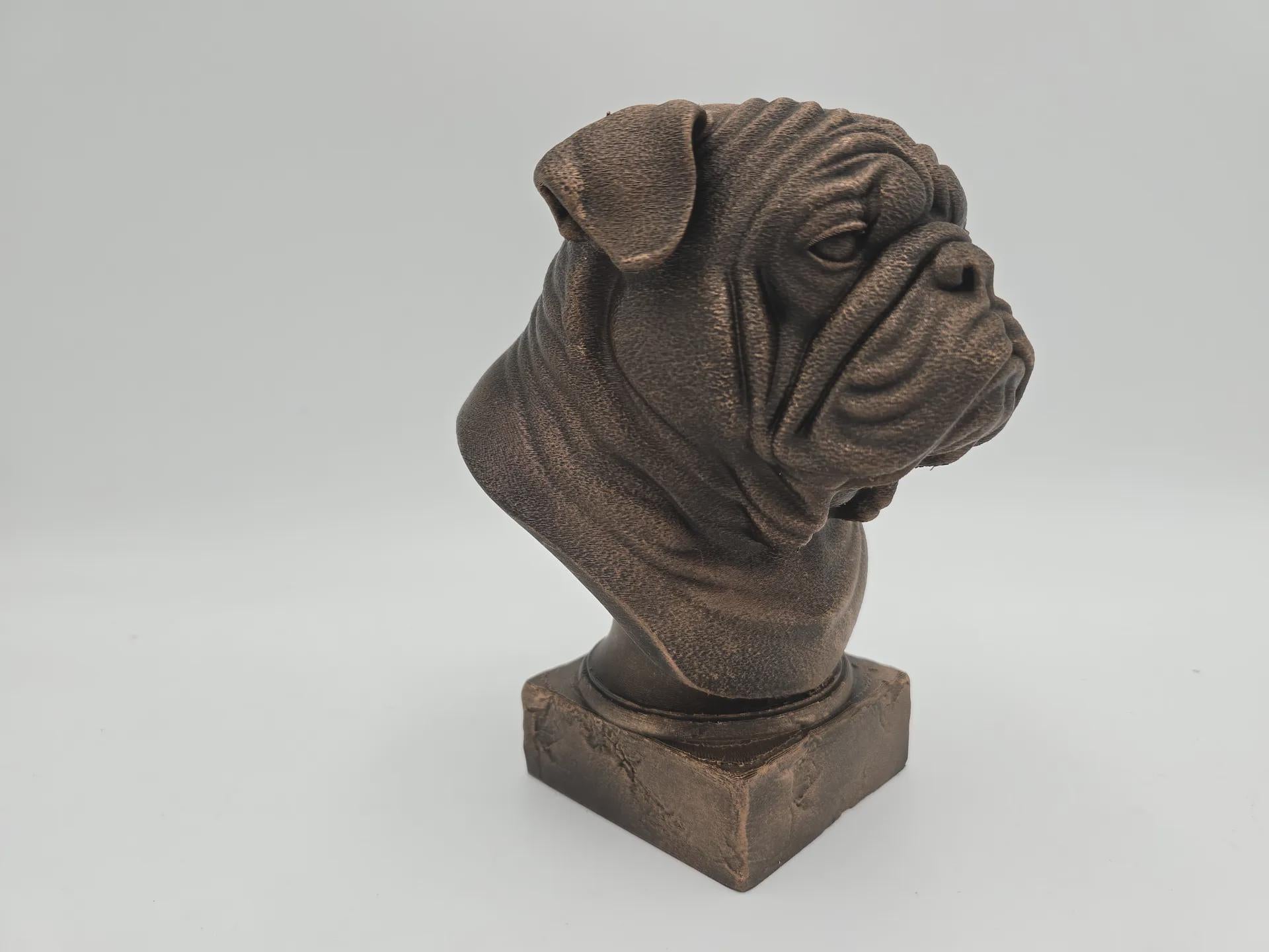 Bust of an English Bulldog dog statue - home decor dog lover hand-painted ornament
