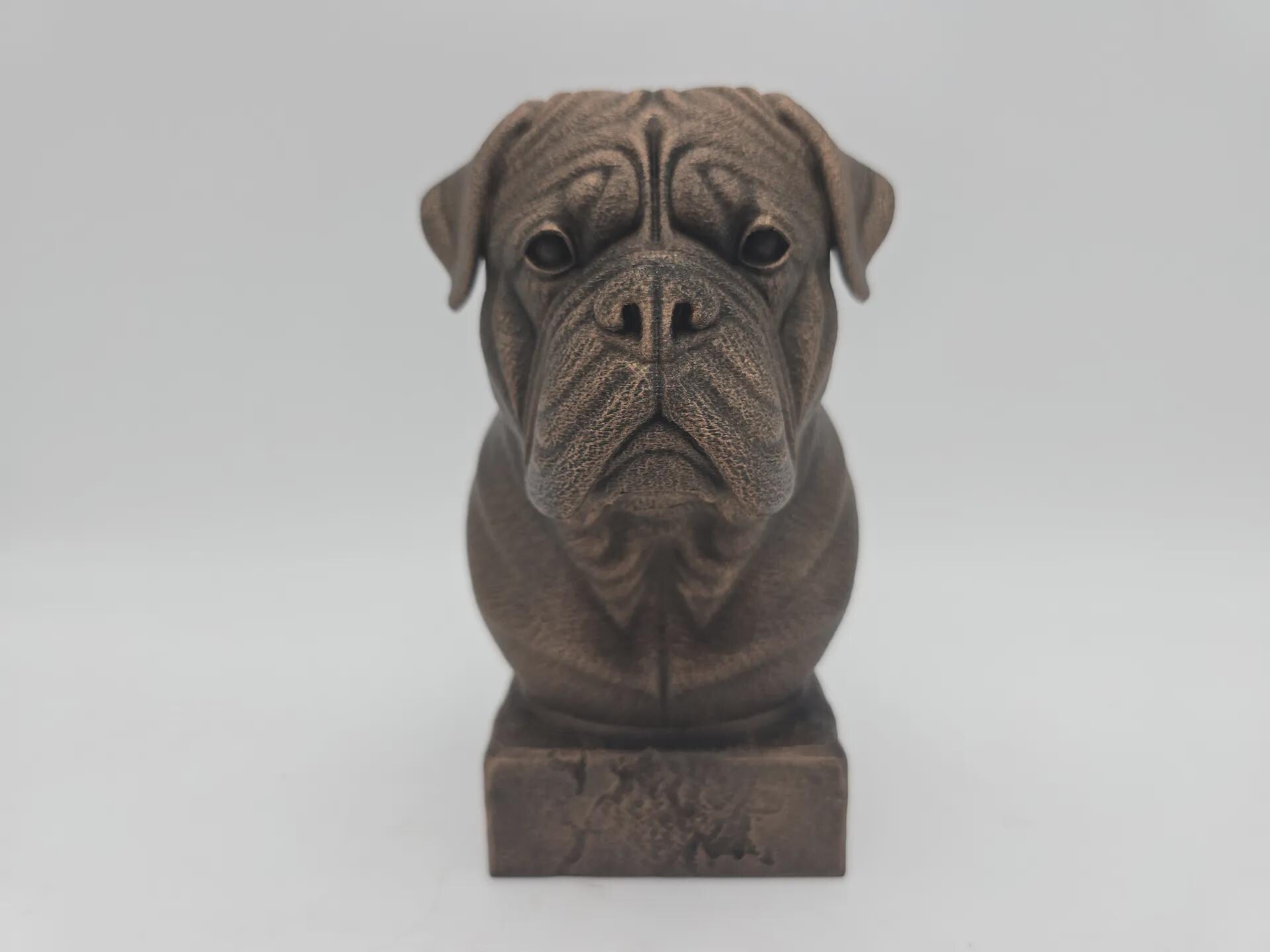 Büste einer Doge de Bordeaux Hundestatue - Wohndeko Hundeliebhaber handbemalt Ornament