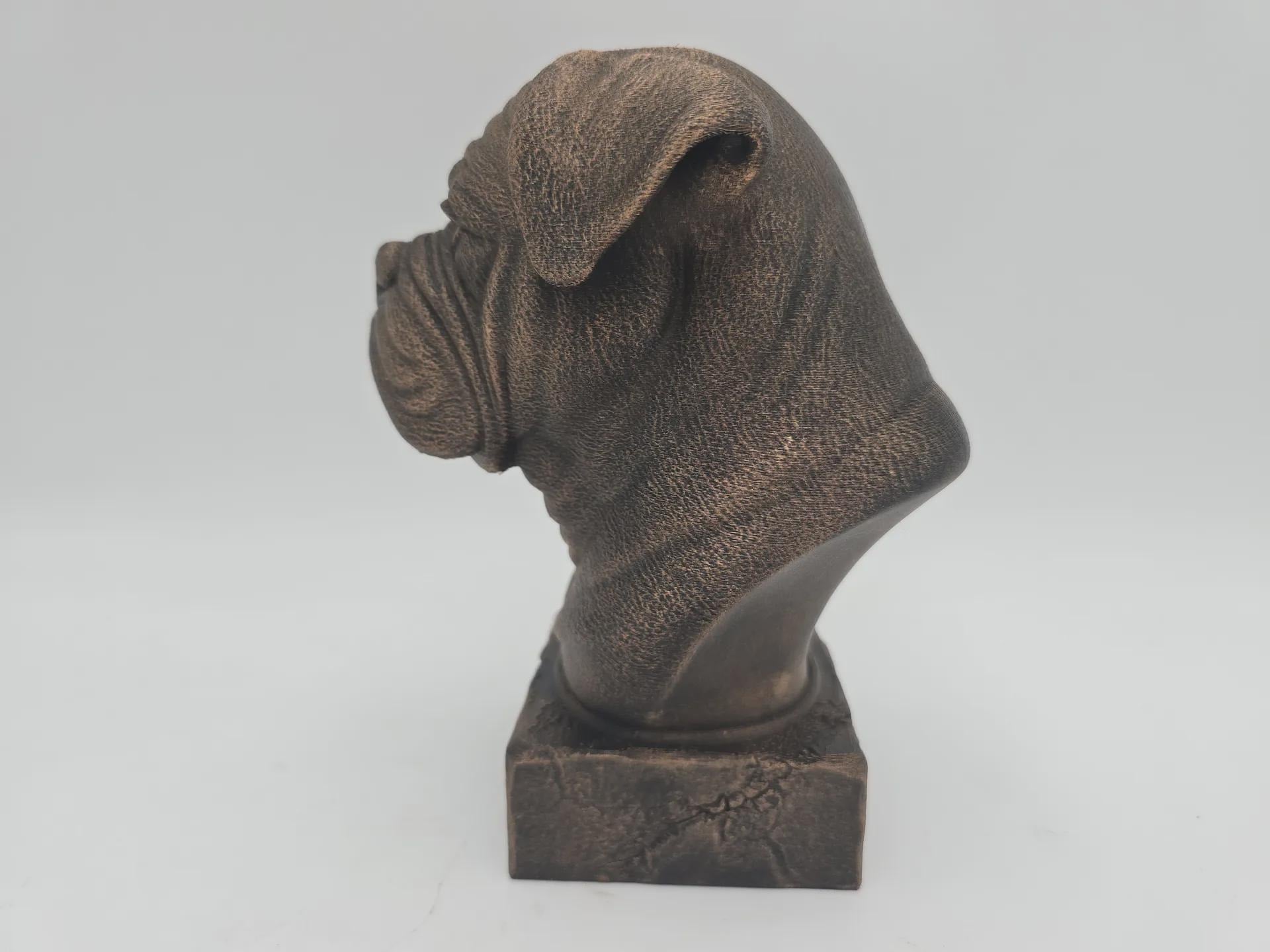 Büste einer Doge de Bordeaux Hundestatue - Wohndeko Hundeliebhaber handbemalt Ornament
